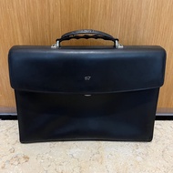 Braun Buffel black leather briefcase brief case bag men women unisex 100% Authentic Genuine