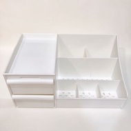 【二手】白色收納盒 雙層收納 化妝品收納 文具收納 大容量 抽屜式化妝盒