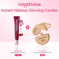 Glad2Glow FLAWLESS BLURRING SKIN TINT High Coverage Lightweight Foundation Tinted Moisturizer+Lip Se