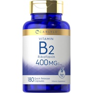 Carlyle Vitamin B-2 400mg | 180 Count | Non-GMO, Gluten Free Supplement | B2 Riboflavin