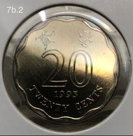 B 051 B1.6/7b.2香港貳毫 1993年【普通裝--全新未使用/有黑漬】【1993紀念版 洋紫荊二毫】 香港舊版錢幣・紀念幣 $25