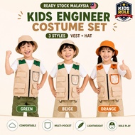 【Vest+Hat】Safari costume kids With Hat Cargo vest kids zoo keeper costume for Role Play ,Camping ,Pa