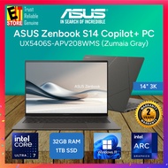 ASUS Zenbook S14 UX5406S-APV208WMS/UX5406S-APV209WMS (U7-258V/32GB/1TB SSD/14" 3K/Intel Arc/W11/Copi