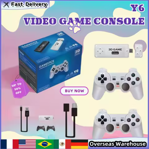 Y6 Game Stick Retro Video Game Console 4K HD TV Video Portable Handheld Game Console 2.4G Wireless C