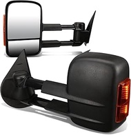 DNA MOTORING TWM-003-T666-BK-AM Pair of Towing Side Mirrors, Driver and Passenger Sides,Black/Amber