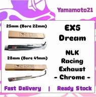 Honda EX5 Dream NLK Standard Racing Exhaust Chrome ( 25mm 22mm Bore / 28mm 41mm Bore ) Ekzos Exzos E