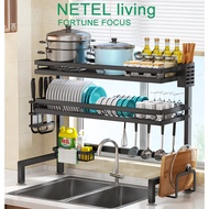 【Ready stock】【Original】№◘☌NETEL 1/2 Tier sink dishwasher rack dry storage utensil kitchen utensils