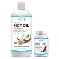 AS-IS Simply Bundle of Premium MCT Oil C8 & C10 (32 fl oz (63 Servings)) and 500mg Antarctic Krill O