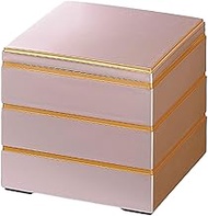 J-kitchens Made in Japan, Heavy Box, 3 Tiers, 6.5 Inches, Saikyokura, Pink Pearl Fuchigin, 7.6 x 7.6