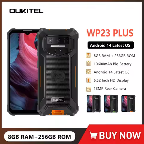 Oukitel WP23 Plus 4G Rugged Smartphone Android 14 6.52" 8GB+256GB Unisoc T606 Octa-core Mobile Phone