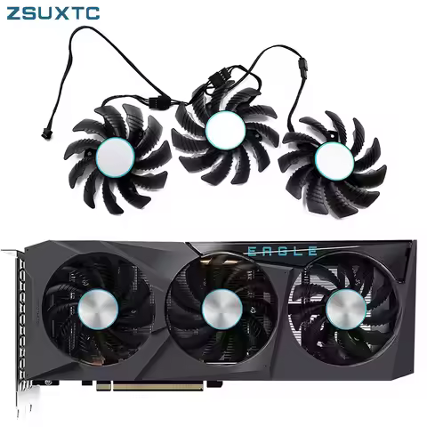 75MM T128010SU Cooler Fan Replacement For Gigabyte Radeon RX 6600 6700 XT RTX 3070 Ti EAGLE Graphics