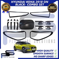 Hyundai Kona 2018 - 2022 Black / Chrome Garnish Cover Combo Set 5 in 1 Hyundai Car Accessories