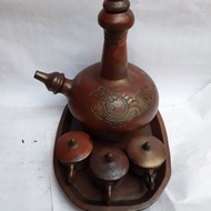 Clay Pottery Long Neck Jug Set oval tray 3 cups