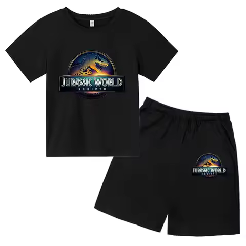 Jurassic World 4 Kids Summer Casual Breathable O-neck Tees+Pants 2pcs Sportsuits 2-13 Years Boys Gir