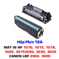 Hộp mực in HP 1010/1020 - Canon 2900 (Q2612A/CRG303/FX9) Có Lỗ Đổ Mực Và Lỗ Đổ Mực Thải Bên Ngoài -