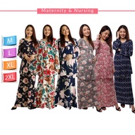Set Mengandung Raya Blouse Maternity & Nursing Floral Blouse Baju Kain Mengandung Menyusu Muslimah B