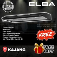 ELBA ESH-M9098(BK) Twin Motor Black Coated 90cm Kitchen Cooker Hood / Slim Hood 900m3/hr Suction Pow