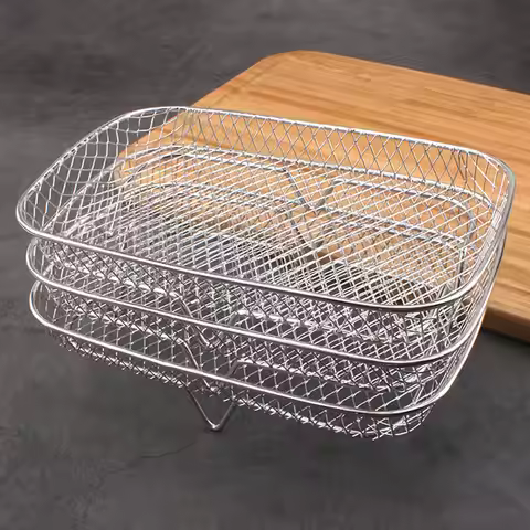 Air Fryer Rack Grilling Rack Stainless Steel Air Fryer Oven Grill Steamer 3 Layers Dehydrator Stand 
