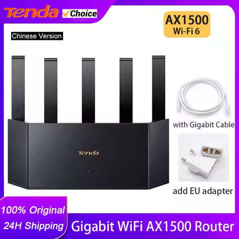 Tenda AX1500 WiFi6 Router Dual Band 2.4G/5GHz Wi-Fi Gigabit Ports Long Range Network APP Easy Setup 