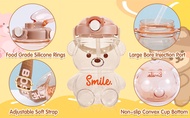 Botol Air Bear JUMBO 1000 ML Kawaii Bear Straw Bottle 523-516
