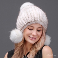 Mink Fur Hat Warm Women's Knitted Hat Winter Mink Fur Hat