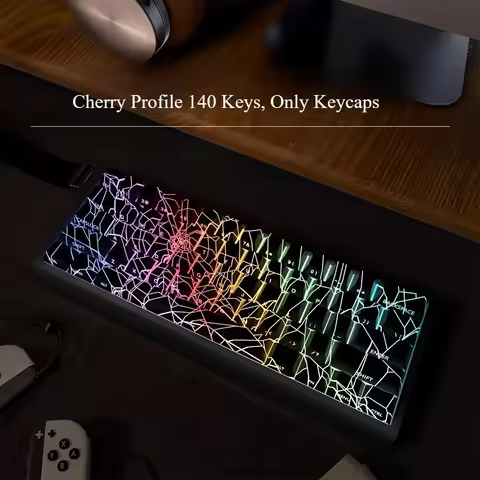 Spider Web Cherry Profile Black Backlit Keycap 140 keys PBT Side Print Cool key caps Custom Game mec