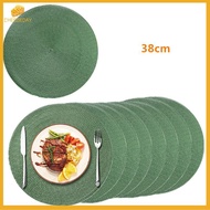 [Chday-t] Nordic Imitation Cotton Yarn Placemats Round Woven Anti-scald Table Mats 4/6/8Pcs for Rest