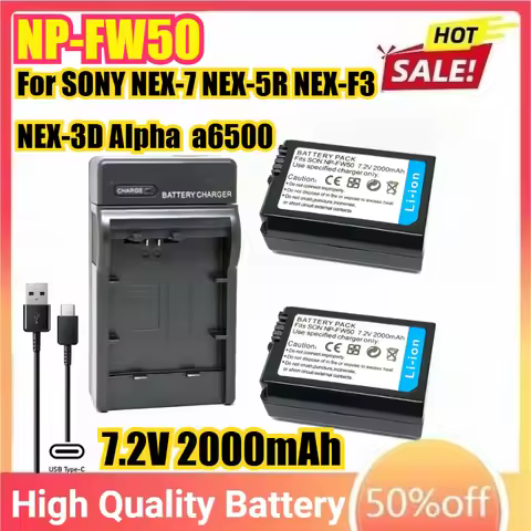 NP-FW50 NPFW50 2000mAh Battery For SONY NEX-7 NEX-5R NEX-F3 NEX-3D Alpha a6500 a6300 A7M2 A7R II DSC