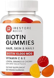 iRestore Vitamins Hair Gummies - Vegan Biotin Gummies for Hair Growth, Hair Skin and Nails Gummies S