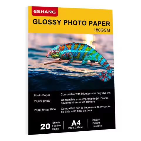20 Sheets A4 Glossy Photo Paper 180gsm High Resolution 5760dpi Inkjet Printing Material Paper for We