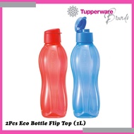 Tupperware Eco Bottle Flip Top 1L 2 Pcs Water Drink Bottle Red &amp; Blue Colour