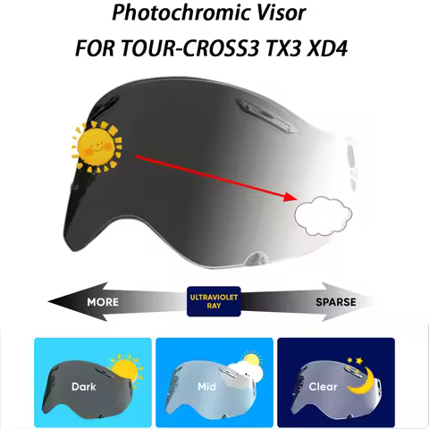 Photochromic Visor Shield Fit for Tour Cross 3 TX3 X4 Rally Helmet Face Shield Uv Protected Helmet A