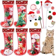 Shappy 2 Sets 8 Pcs Christmas Dog Stocking Toys with Squeaky Dog Toys, Santa Cane, Tennis Ball, Xmas