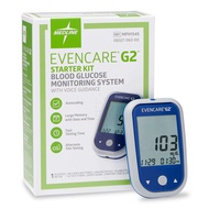 Medline EvenCare G2 Blood Glucose Monitor Starter Kit, Diabetic Care, 6 Sec Results, Meter, General 