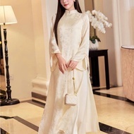 Renovated Ao Dai with 4 panels, Straight Ao Dai, High Quality Silk, Stylish Flared Sleeve Design - P