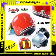 Magnum Helmet 3 Button Topi Keledar Motosikal Magnum Ada 5 Colour/Warna Tiada Visor Hitam (Malaysia Sirim Certified) Helmet Murah Magnum M5