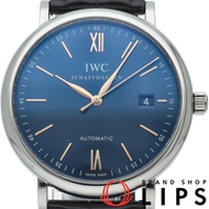 萬國錶(IWC)柏濤菲諾自動腕錶，40毫米，型號 IW356523。含原廠錶盒及保固卡。不鏽鋼錶殼/皮錶帶。男士腕錶。藍色錶盤。翻新。成色極佳。 [二手]