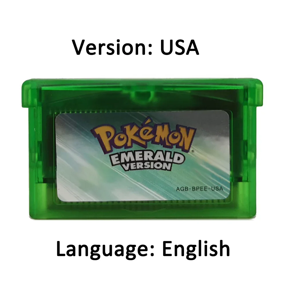 Bandai | Pokémon-Game Card English Language Emerald Sapphire Series GB NDSL GBC GBA GBM SP Ruby Fire
