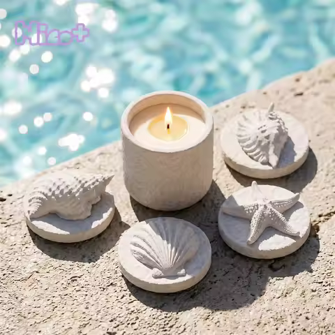 Azulmostaza x BN La Isla Bonita Ibiza Shell Set Candle Jar Silicone Mold Concrete Candle Vessel Mold