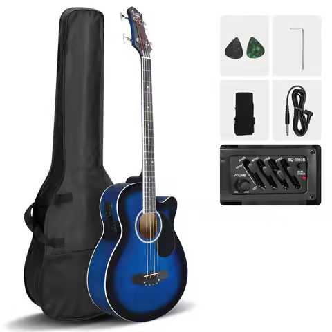 4 string Electric Acoustic Bass Guitar w/ 4-Band Equalizer EQ-7545R Blue