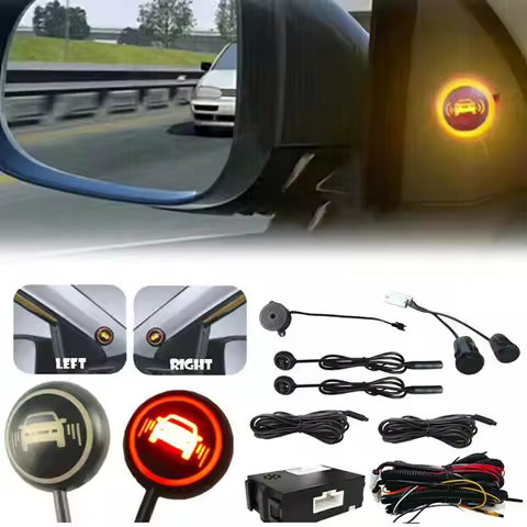 12V Car Blind Spot Detection Ultrasonic Warning Light Blind Monitor System Waterproof Assist Lane Ch