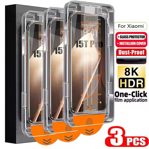 3PCS HD 8K Easy Install Screen Protector For Xiaomi 15T 14T 12T 17 Pro Max 13 Tempered Glass For Xia
