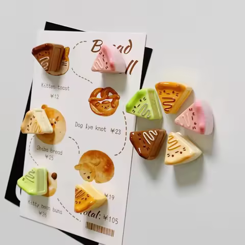5Pcs Cute 3D Cake Slice Fridge Magnets Set Kawaii Dessert Magnetic Stickers for Home,office Decor Ka