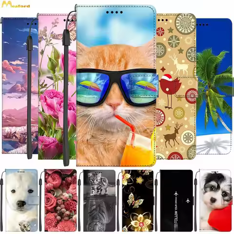 Leather Cases For Vivo V23E 5G Cover Luxury Wallet Cute Cats Bags For Vivo X80 Lite 5G Flip Case X80