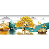 5D Diamond Painting Golden Elk Mosaic Embroidery Kit Money Tree Round Diamond Home Decoration