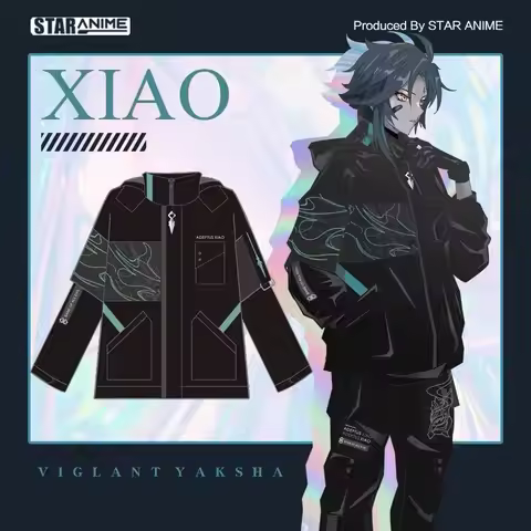 Cool Xiao Cosplay Coat Anime Genshin Impact Xiao Harajuku Casual Hoodie Sweatshirt Unisex Loose Jack