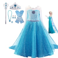 Encanto Charm Girls Girl Frozen Dress for Kids Princess Dress Children Long Sleeve Mesh Dress Elsa Dress For Halloween Costume