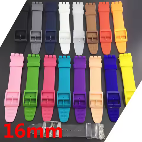 Ultra-thin Watch Band for Swatch Skin Strap Replacement Pin Buckle 16mm Silicone Rubber Wristband Re