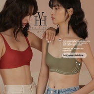 HuoYuan[Ready Stock] French small square neck bra jelly stripe non-marking underwear women's non-ste