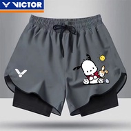 Victor Basketball Shorts 2024 New American Shorts Men Fake Two Piece Double layered Basketball Pants with Inner Lining Three Pieces Under Knee Training Quick Dry Fitness Sports Sho